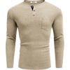 image:imageCOOFANDY Men Long Sleeve Henley Shirs Casual Basic T Shirts Soild Button Tees with PocketsKhaki