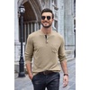 image:imageCOOFANDY Men Long Sleeve Henley Shirs Casual Basic T Shirts Soild Button Tees with PocketsKhaki