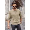 image:imageCOOFANDY Men Long Sleeve Henley Shirs Casual Basic T Shirts Soild Button Tees with PocketsKhaki