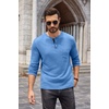 image:imageCOOFANDY Men Long Sleeve Henley Shirs Casual Basic T Shirts Soild Button Tees with PocketsLight Blue