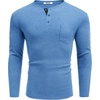 image:imageCOOFANDY Men Long Sleeve Henley Shirs Casual Basic T Shirts Soild Button Tees with PocketsLight Blue