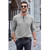 image:imageCOOFANDY Men Long Sleeve Henley Shirs Casual Basic T Shirts Soild Button Tees with PocketsLight Gray