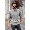 image:imageCOOFANDY Men Long Sleeve Henley Shirs Casual Basic T Shirts Soild Button Tees with PocketsLight Gray