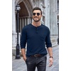 image:imageCOOFANDY Men Long Sleeve Henley Shirs Casual Basic T Shirts Soild Button Tees with PocketsNavy Blue