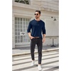 image:imageCOOFANDY Men Long Sleeve Henley Shirs Casual Basic T Shirts Soild Button Tees with PocketsNavy Blue