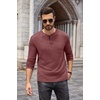 image:imageCOOFANDY Men Long Sleeve Henley Shirs Casual Basic T Shirts Soild Button Tees with PocketsPurple Red