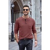 image:imageCOOFANDY Men Long Sleeve Henley Shirs Casual Basic T Shirts Soild Button Tees with PocketsPurple Red