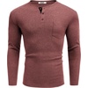 image:imageCOOFANDY Men Long Sleeve Henley Shirs Casual Basic T Shirts Soild Button Tees with PocketsPurple Red