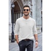 image:imageCOOFANDY Men Long Sleeve Henley Shirs Casual Basic T Shirts Soild Button Tees with PocketsWhite
