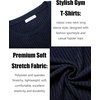 image:imageCOOFANDY Mens 2 Pack Muscle TShirt Stretch Long Sleeve Gym Workout Bodybuilding Training Tee Shirts Casual Hipster TopsAblackNavy Blue