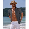 image:imageCOOFANDY Mens Button Down Shirts Short Sleeve Casual Summer Beach Shirts for Men Vacation Wedding Linen ShirtDark Gray