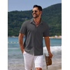 image:imageCOOFANDY Mens Button Down Shirts Short Sleeve Casual Summer Beach Shirts for Men Vacation Wedding Linen ShirtDark Gray