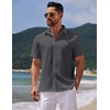 image:imageCOOFANDY Mens Button Down Shirts Short Sleeve Casual Summer Beach Shirts for Men Vacation Wedding Linen ShirtDark Gray