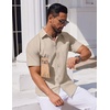 image:imageCOOFANDY Mens Button Down Short Sleeve Shirt Casual Dress Shirt Untucked Summer Shirts with PocketKhaki