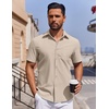 image:imageCOOFANDY Mens Button Down Short Sleeve Shirt Casual Dress Shirt Untucked Summer Shirts with PocketKhaki