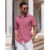 image:imageCOOFANDY Mens Button Down Short Sleeve Shirt Casual Dress Shirt Untucked Summer Shirts with PocketRed
