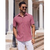 image:imageCOOFANDY Mens Button Down Short Sleeve Shirt Casual Dress Shirt Untucked Summer Shirts with PocketRed