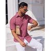 image:imageCOOFANDY Mens Button Down Short Sleeve Shirt Casual Dress Shirt Untucked Summer Shirts with PocketRed