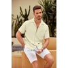 image:imageCOOFANDY Mens Casual Short Sleeve Button Down Shirts Cuban Linen Textured Shirt Summer Beach WearBeige