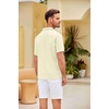 image:imageCOOFANDY Mens Casual Short Sleeve Button Down Shirts Cuban Linen Textured Shirt Summer Beach WearBeige
