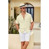 image:imageCOOFANDY Mens Casual Short Sleeve Button Down Shirts Cuban Linen Textured Shirt Summer Beach WearBeige