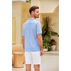 image:imageCOOFANDY Mens Casual Short Sleeve Button Down Shirts Cuban Linen Textured Shirt Summer Beach WearClear Blue