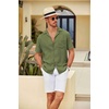 image:imageCOOFANDY Mens Casual Short Sleeve Button Down Shirts Cuban Linen Textured Shirt Summer Beach WearOlive Green