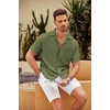 image:imageCOOFANDY Mens Casual Short Sleeve Button Down Shirts Cuban Linen Textured Shirt Summer Beach WearOlive Green