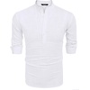 image:imageCOOFANDY Mens Cotton Linen Henley TShirt Long Sleeve Hippie Casual Beach TShirts01white