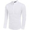 image:imageCOOFANDY Mens Cotton Linen Henley TShirt Long Sleeve Hippie Casual Beach TShirts01white