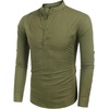image:imageCOOFANDY Mens Cotton Linen Henley TShirt Long Sleeve Hippie Casual Beach TShirtsArmy Green