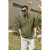image:imageCOOFANDY Mens Cotton Linen Henley TShirt Long Sleeve Hippie Casual Beach TShirtsArmy Green
