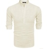 image:imageCOOFANDY Mens Cotton Linen Henley TShirt Long Sleeve Hippie Casual Beach TShirtsBeige
