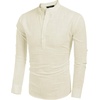 image:imageCOOFANDY Mens Cotton Linen Henley TShirt Long Sleeve Hippie Casual Beach TShirtsBeige