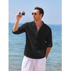 image:imageCOOFANDY Mens Cotton Linen Henley TShirt Long Sleeve Hippie Casual Beach TShirtsBlack