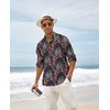 image:imageCOOFANDY Mens Cotton Linen Henley TShirt Long Sleeve Hippie Casual Beach TShirtsBlack Paisley