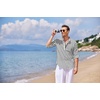 image:imageCOOFANDY Mens Cotton Linen Henley TShirt Long Sleeve Hippie Casual Beach TShirtsBlack White Striped