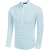 image:imageCOOFANDY Mens Cotton Linen Henley TShirt Long Sleeve Hippie Casual Beach TShirtsBlue