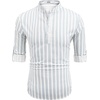 image:imageCOOFANDY Mens Cotton Linen Henley TShirt Long Sleeve Hippie Casual Beach TShirtsBlue Pinstripe
