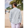 image:imageCOOFANDY Mens Cotton Linen Henley TShirt Long Sleeve Hippie Casual Beach TShirtsBlue Pinstripe