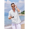 image:imageCOOFANDY Mens Cotton Linen Henley TShirt Long Sleeve Hippie Casual Beach TShirtsBlue Pinstripe