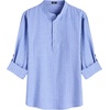 image:imageCOOFANDY Mens Cotton Linen Henley TShirt Long Sleeve Hippie Casual Beach TShirtsBlue Striped