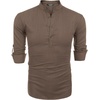image:imageCOOFANDY Mens Cotton Linen Henley TShirt Long Sleeve Hippie Casual Beach TShirtsBrown
