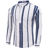 image:imageCOOFANDY Mens Cotton Linen Henley TShirt Long Sleeve Hippie Casual Beach TShirtsDark Blue Stripes