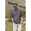 image:imageCOOFANDY Mens Cotton Linen Henley TShirt Long Sleeve Hippie Casual Beach TShirtsDark Gray