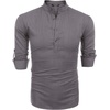 image:imageCOOFANDY Mens Cotton Linen Henley TShirt Long Sleeve Hippie Casual Beach TShirtsDark Gray