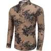 image:imageCOOFANDY Mens Cotton Linen Henley TShirt Long Sleeve Hippie Casual Beach TShirtsDark Khaki Floral