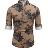 image:imageCOOFANDY Mens Cotton Linen Henley TShirt Long Sleeve Hippie Casual Beach TShirtsDark Khaki Floral