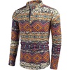 image:imageCOOFANDY Mens Cotton Linen Henley TShirt Long Sleeve Hippie Casual Beach TShirtsGeometric