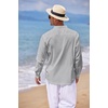 image:imageCOOFANDY Mens Cotton Linen Henley TShirt Long Sleeve Hippie Casual Beach TShirtsGray